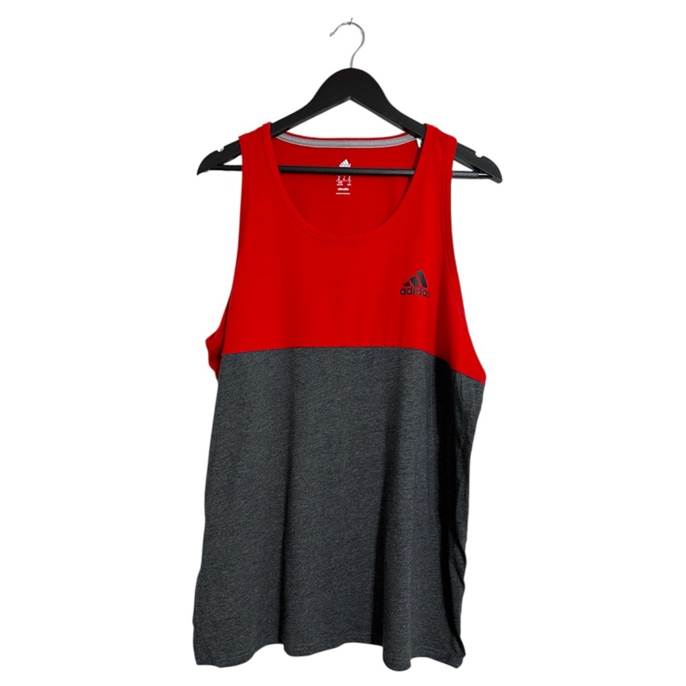 Adidas Red Gray Climalite Tank Top Colorblock Sleeveless Athletic Shirt Size XL